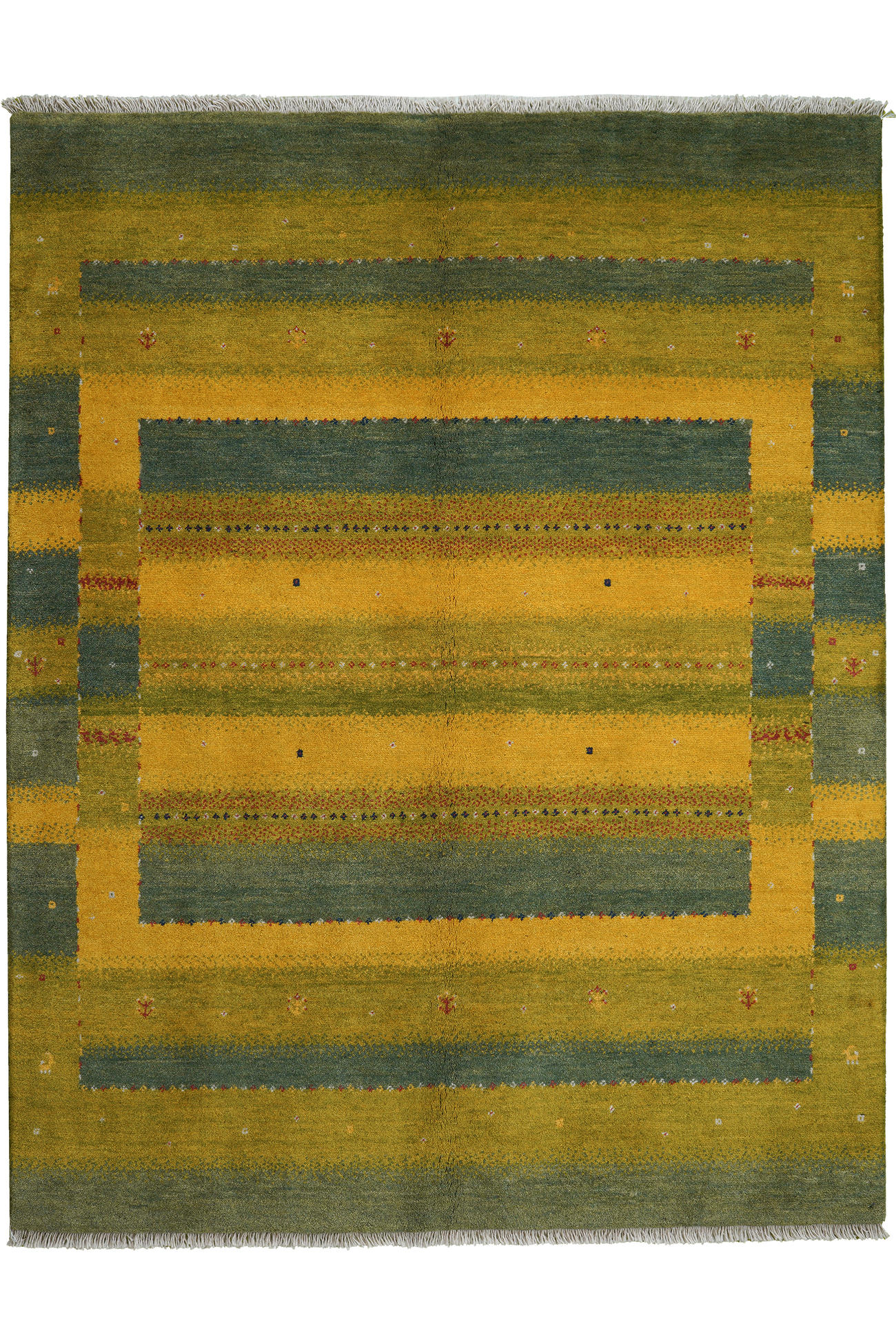 TEPPICH Rizbaf Grün 199/155 cm Schurwolle - Grün, Textil (155/199cm) - Looma