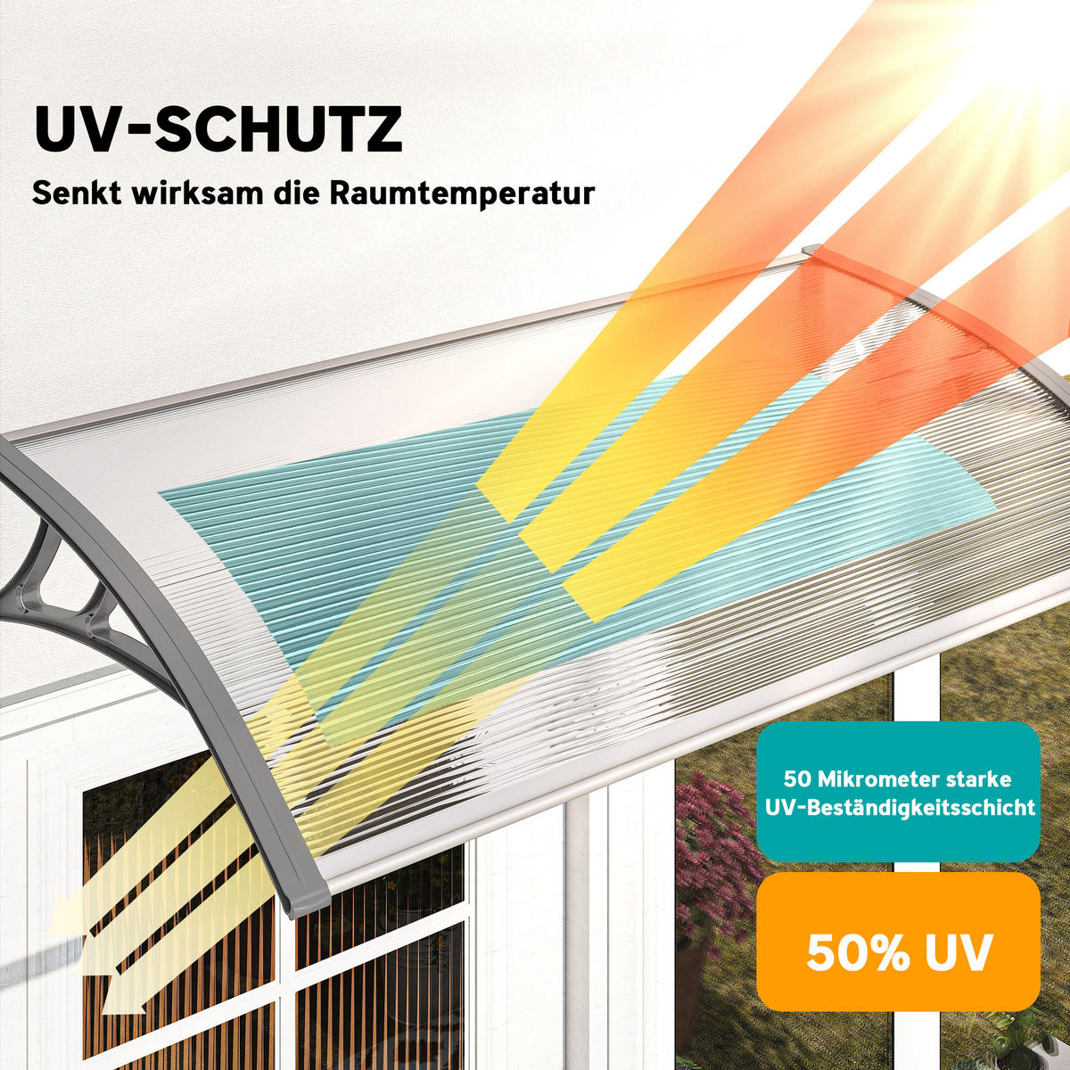 PULTVORDACH Polycarbonate Aluminium Transparent Grau - Grau, Kunststoff/Metall (60/18/110cm) - Outsunny