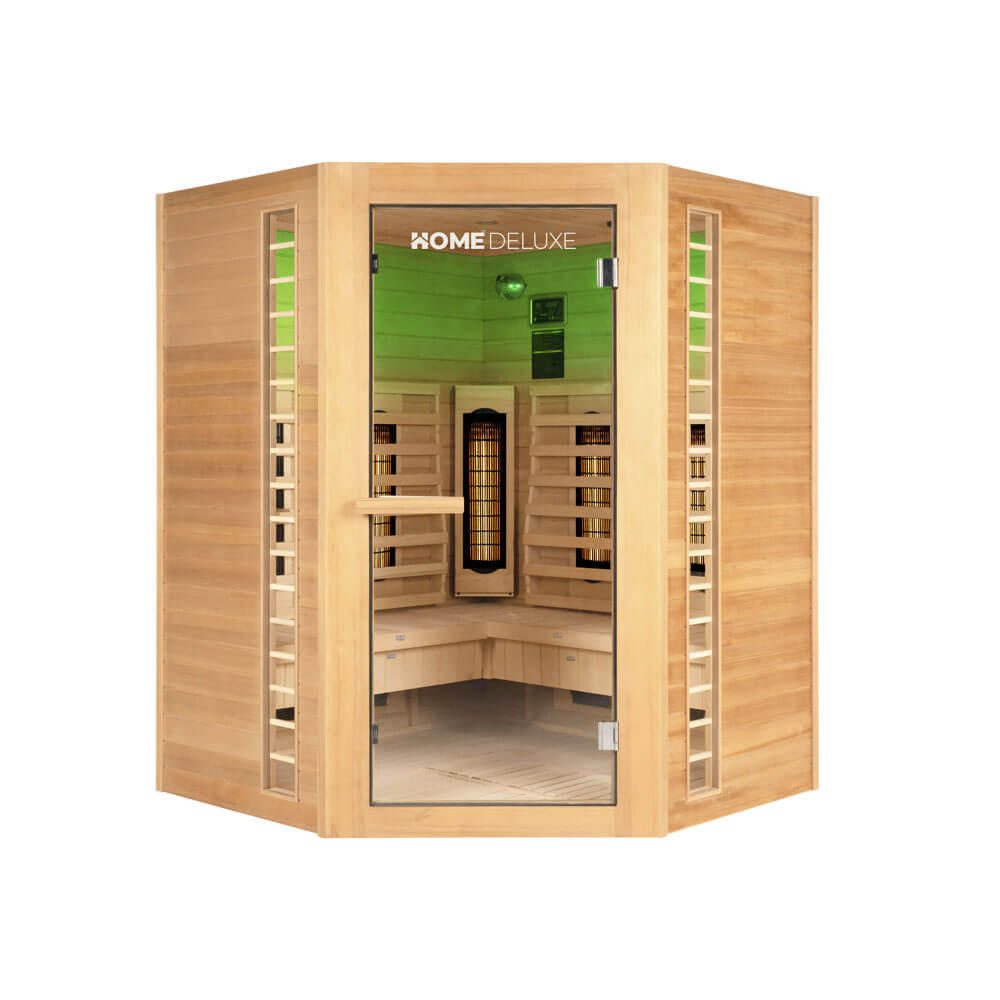 INFRAROTKABINE REDSUN DELUXE XXL - 150 x 150 cm für 4 Personen - Braun, Holz (150/190/150cm) - Home Deluxe