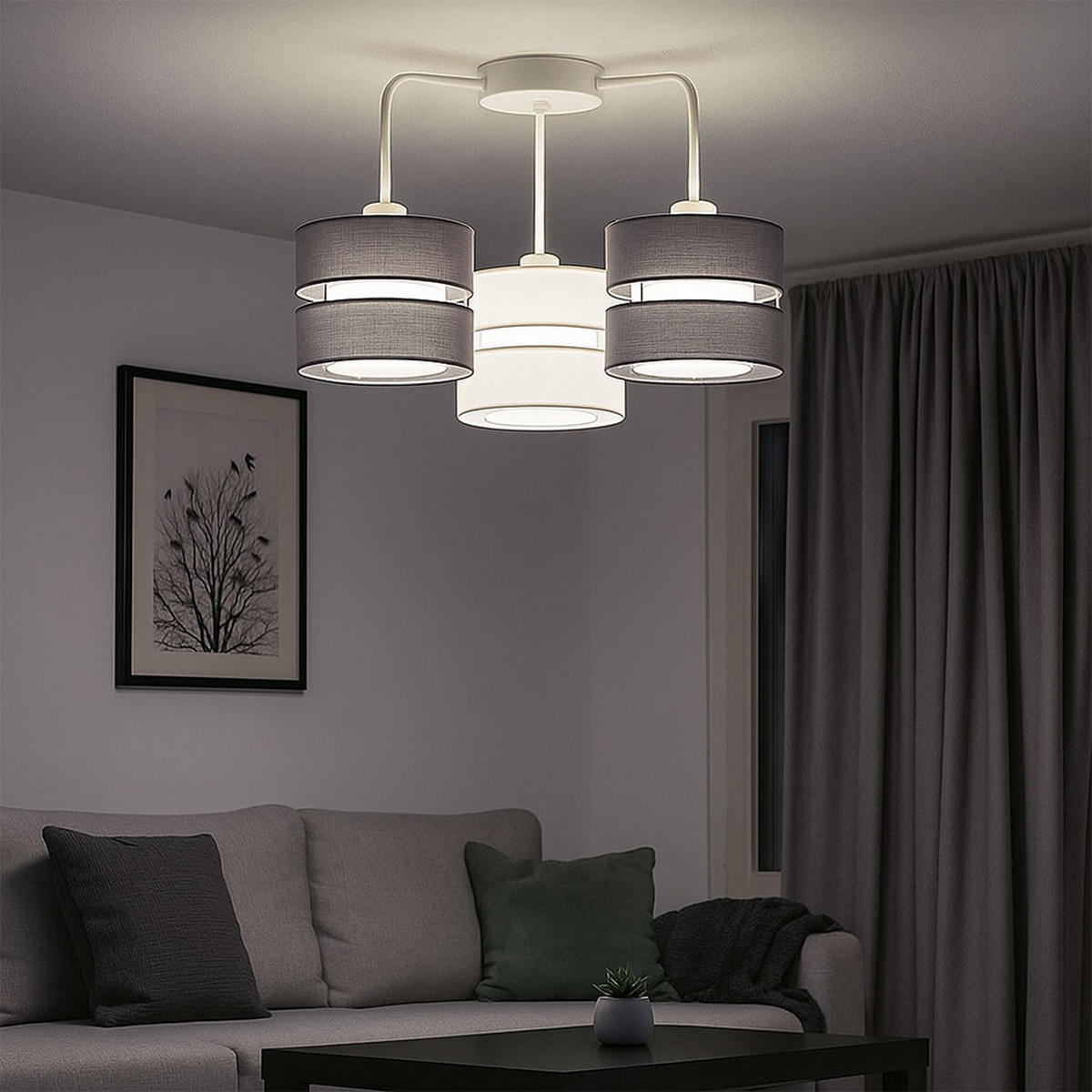 LED DECKENLEUCHTE Metall Textil Weiß - Weiß, Metall (56/56/35cm) - Wofi