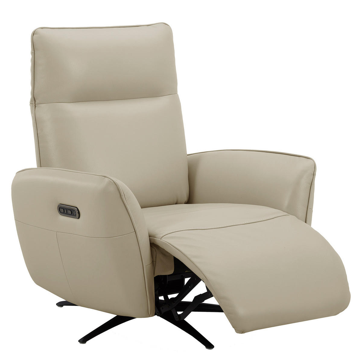 RELAXSESSEL - Beige/Schwarz, Leder/Metall (86/100/82cm) - home24