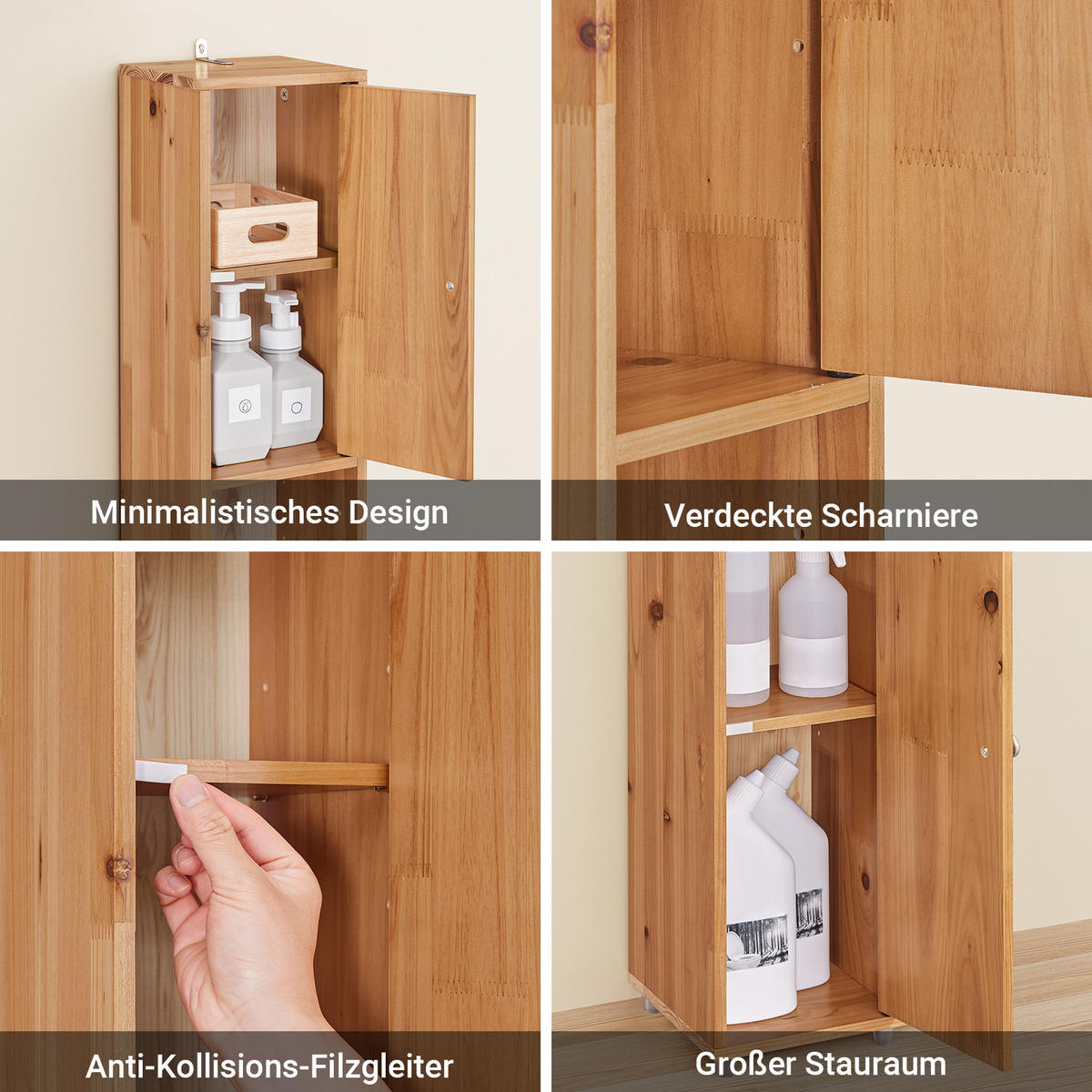 HOCHSCHRANK schmal Natur - Braun, Holz (20/180/20cm) - SoBuy