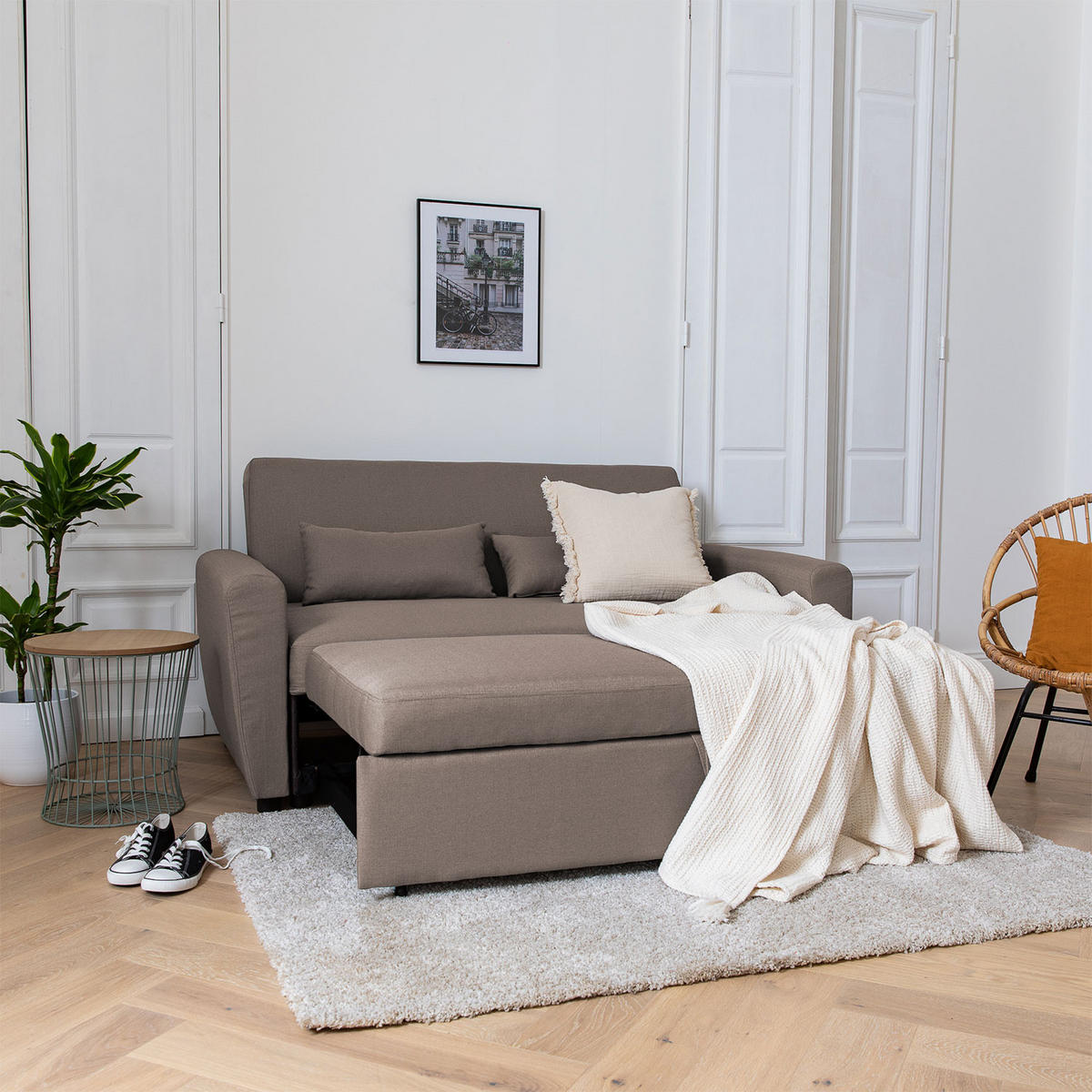 SCHLAFSOFA Matt Taupe 2 Plätze - Braun, Textil (93/85/169cm) - Happy Garden