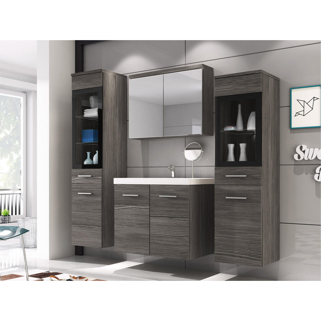 Thumbnail - Mirjan24 Badmöbel-Set, Greige, Kunststoff, 132x132x30 cm, Badezimmer, Badmöbelsets & Badmöbelserien, Badmöbel-Sets