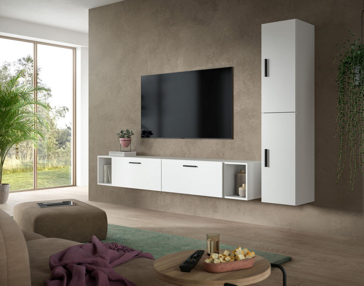 WOHNWAND The One weiß 259/34/182 cm - Weiß, Holzwerkstoff (259/182/34cm) - Xonox