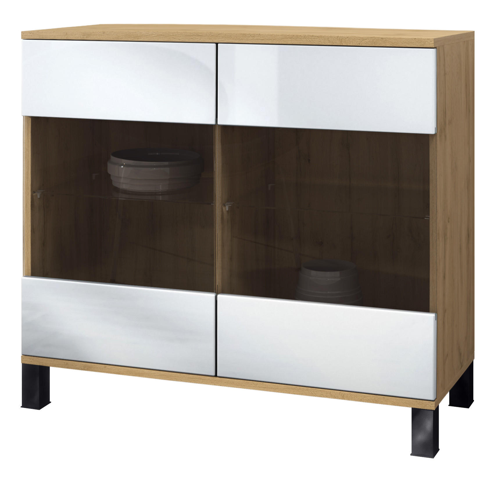 Vladon Kommode Weiß Hochglanz 92.5x84.5x35 cm