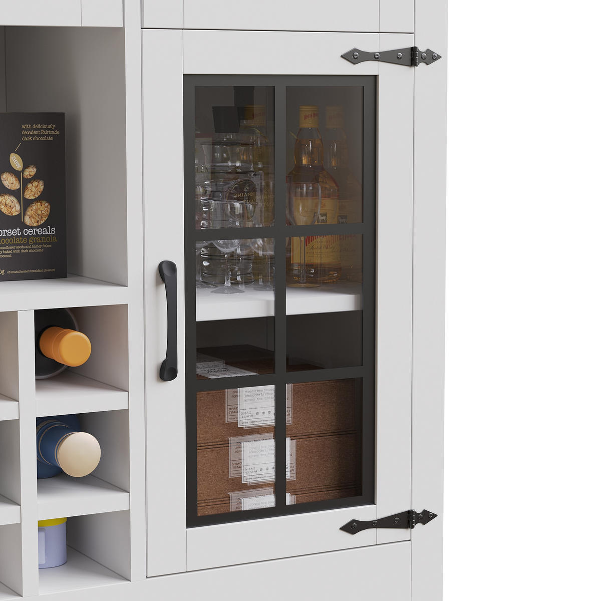 GESCHIRRSCHRANK aus MDF & Glas 120x40x180cm in Weiß mit Smart-LED - Weiß, Holzwerkstoff (120/180/40cm) - Modfu