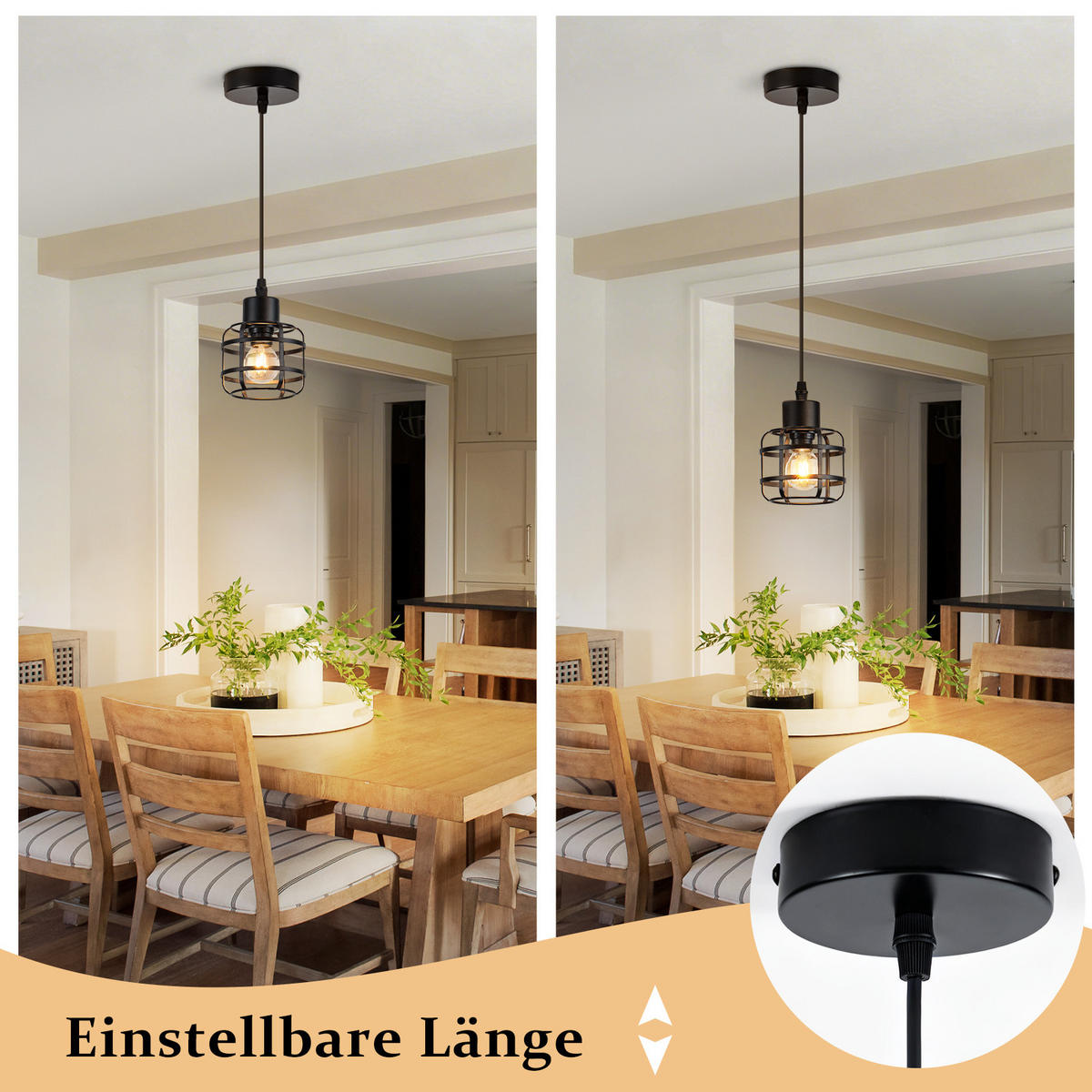 PENDELLEUCHTE Maxwell 10/10/140 cm - Schwarz, Metall (10/10/140cm) - ZMH