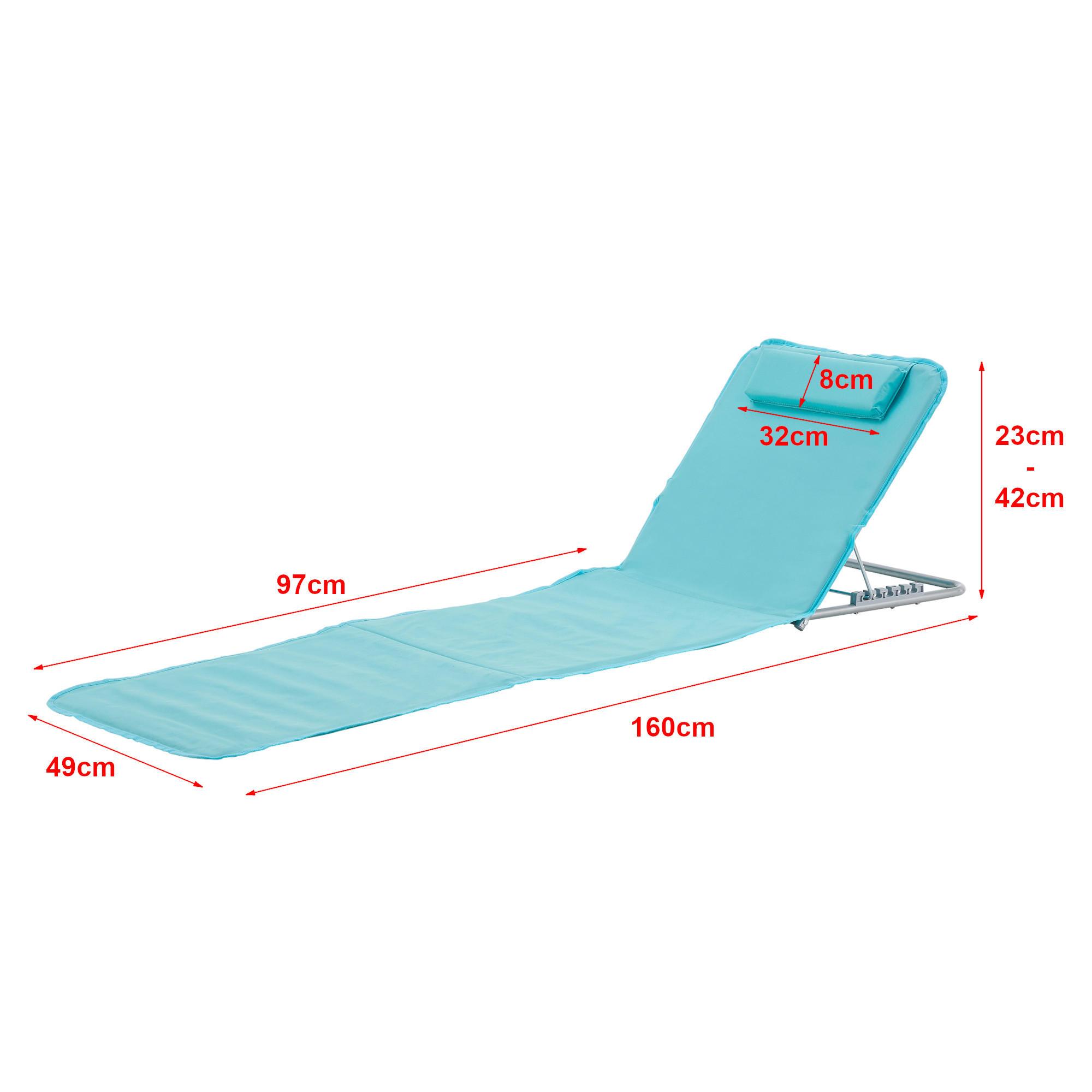 STRANDMATTEN-SET 2 TLG. Cellorigo - Türkis, Textil/Metall (160/42/49cm) - [en.casa]