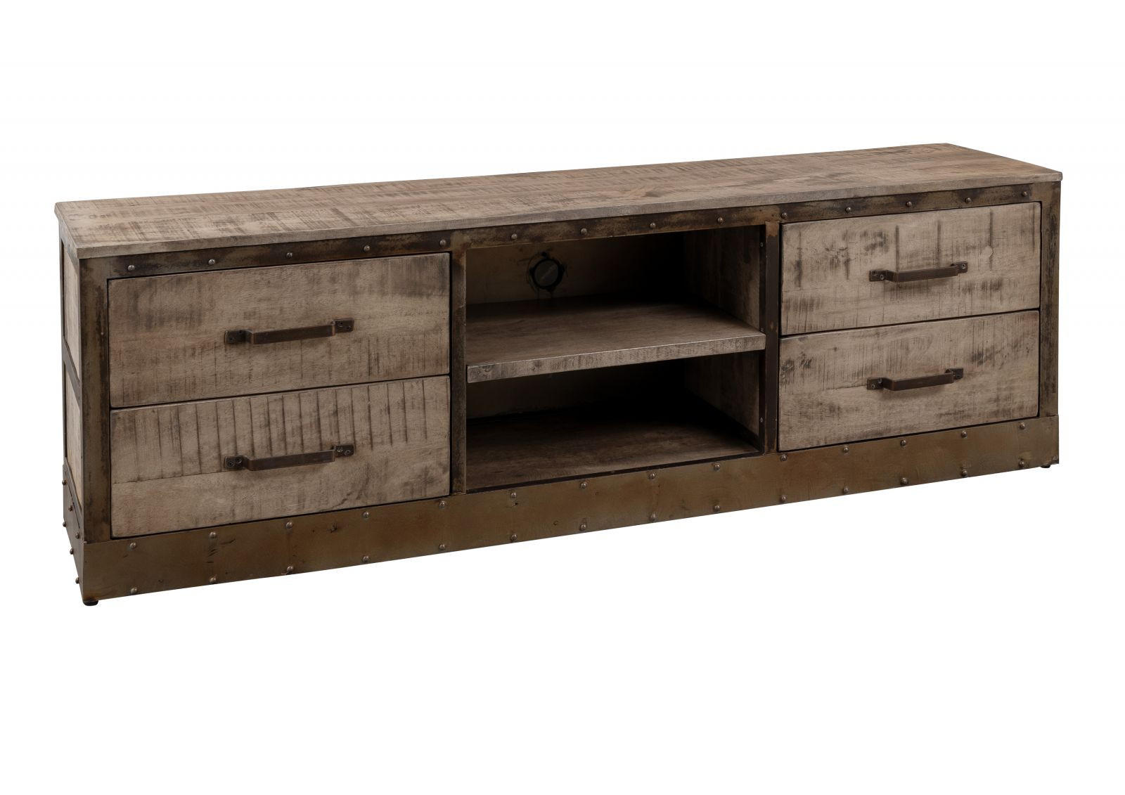 TV-BOARD Mango 180x40x60 braun lackiert HEAVY INDUSTRY #239 - Braun, Holz (180/60/40cm) - Massivmoebel24