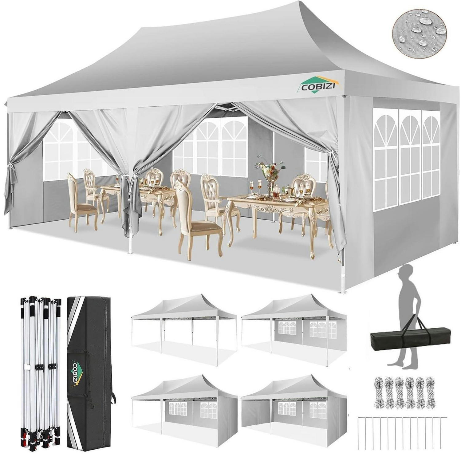 FALTPAVILLON 3 x 6 m Weiß Wasserdicht Höhenverstellbar - Weiß, Textil (300/320/600cm)