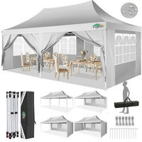 FALTPAVILLON 3 x 6 m Weiß Wasserdicht Höhenverstellbar - Weiß, Textil (300/320/600cm)