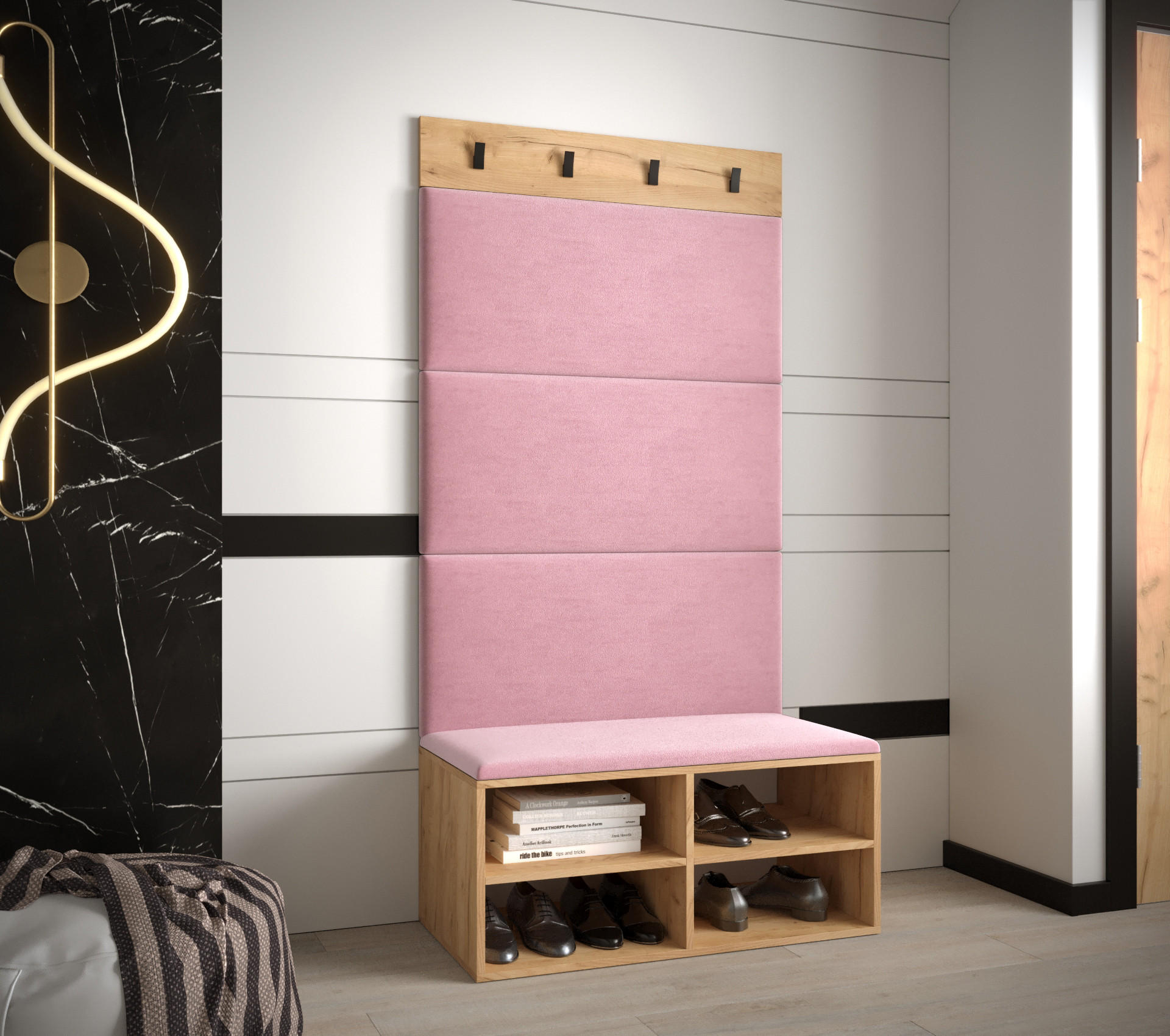 GARDEROBEN-SET 84/184/42 - Pink/Eichefarben, Holz (84/184/42cm) - MÖBEL KRYSPOL