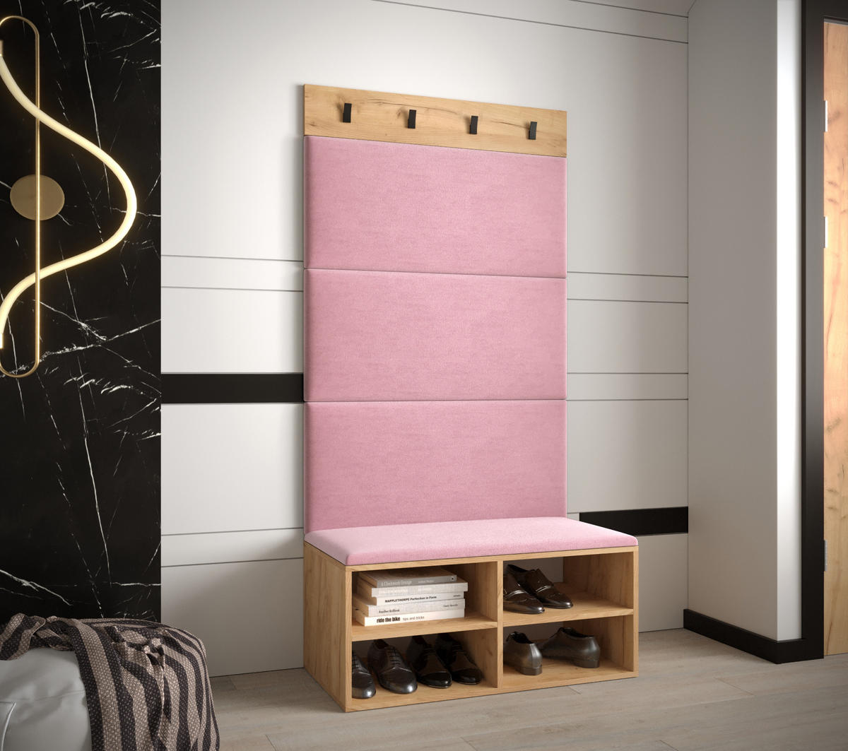 GARDEROBEN-SET 84/184/42 - Pink/Eichefarben, Holz (84/184/42cm) - MÖBEL KRYSPOL