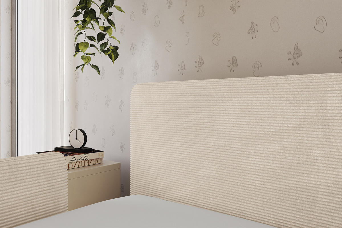 EINZELLBETT Jugendbett mit Bettkasten, Rechts - NORY 100x200 Beige - Kaschmir, Holzwerkstoff/Textil (100/200cm) - ALTDECOR