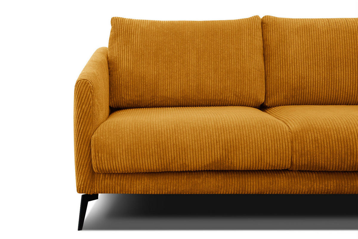 SOFA VILT 3-Sitzer, honig - Schwarz/Honig, Holzwerkstoff/Kunststoff (202/89/94cm) - Courtois Laville