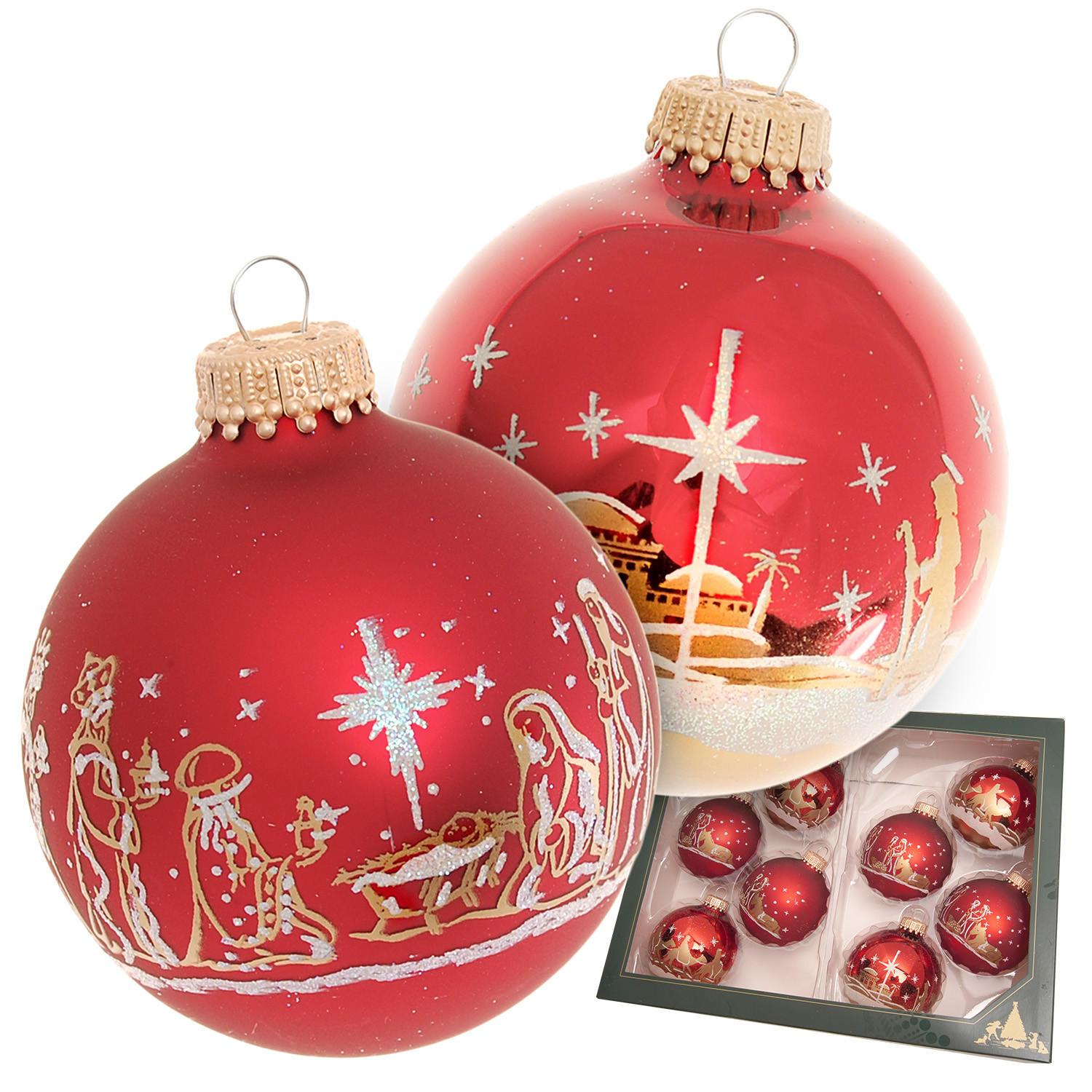 Krebs Glas Lauscha Christbaumkugeln Rot 7x7x7 cm