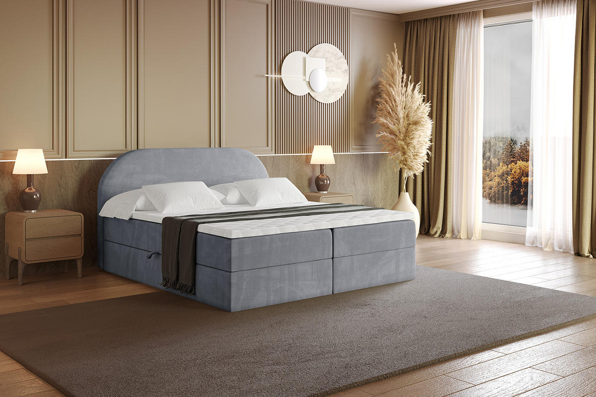 BOXBETT mit Matratze H3 und Lattenrost - NOX - 160x200 - Grau Casablanca - Grau, Holzwerkstoff/Kunststoff (160/200cm) - ALTDECOR