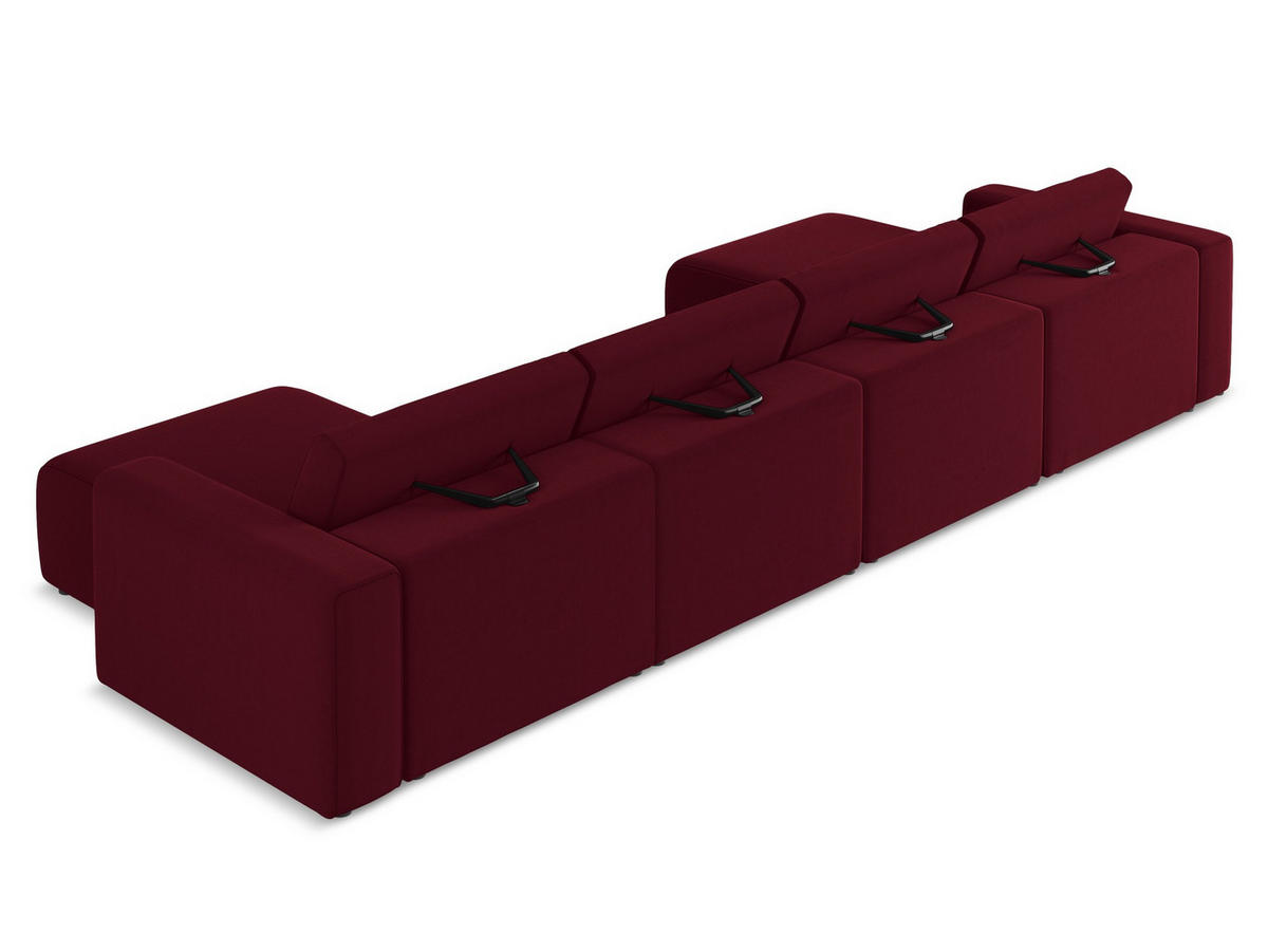 WOHNLANDSCHAFT Samt Stoff Rot - Bordeaux/Beige, Kunststoff/Textil (404/80/167cm) - Makamii