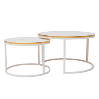 COUCHTISCH rund Klein, Weißglanz, Rahmen Weiß+gold furnier - Goldfarben/Weiß, Holzwerkstoff (70/70/48cm) - Idohome