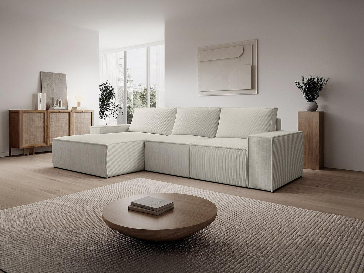 SCHLAFSOFA - 5 Personen - stoff - beige Amelia - Beige, Textil (297/167cm) - Vente-Unique