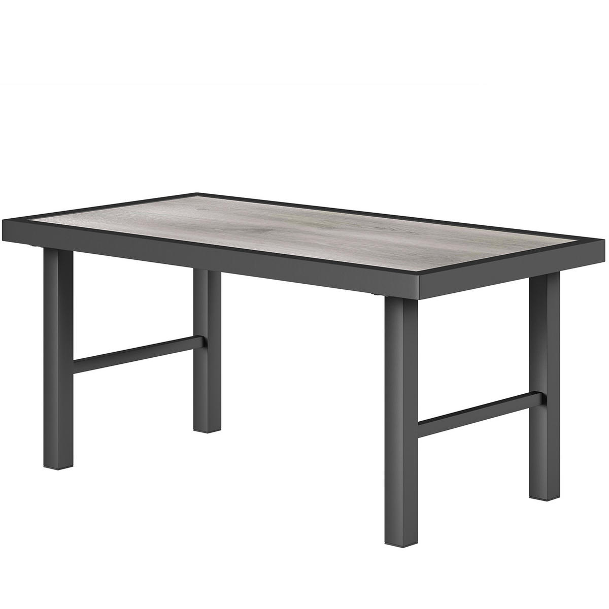 GARTENBEISTELLTISCH DE-14181 rechteckig 100x52 cm, Holzoptik Schwarz - Grau, Metall (100/52/46cm) - ComfortXL