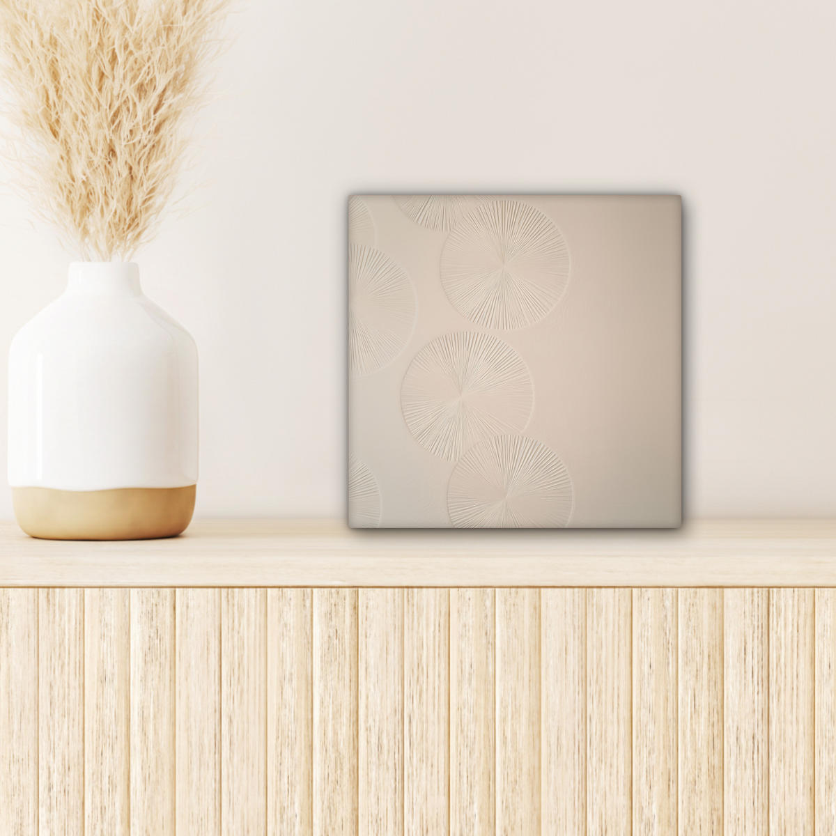 LEINWANDBILD Japandi - Beige - Modern Deko Wohnzimmer 20x20 cm - Ecru, Textil (20/20cm) - MuchoWow