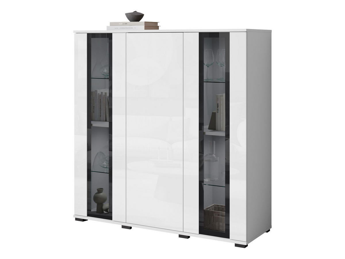 KOMMODE Caro HB 120 - Schwarz/Weiß, Holzwerkstoff/Kunststoff (120/122/40cm) - MIRJAN24