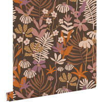 TAPETE tropische Blätter und Blüten 50 x 900 cm - Braun, Papier (50/900cm) - ESTAhome