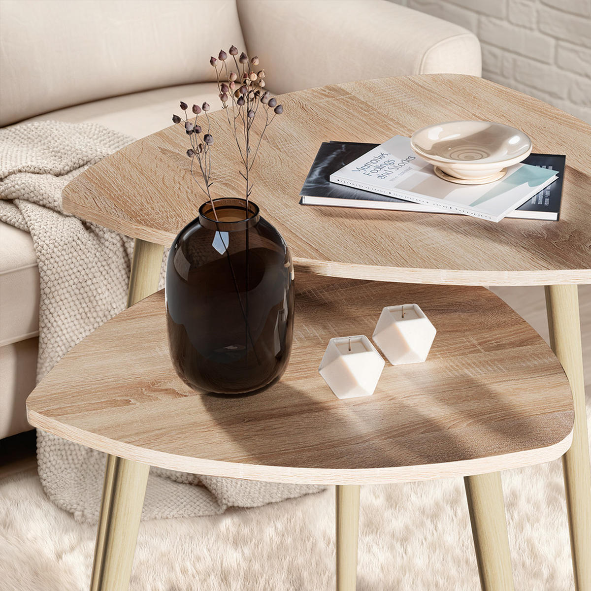 COUCHTISCH Twino Sonoma 60 x 50 cm 2er Set - Sonoma Eiche, Holzwerkstoff (60/60/50cm) - Vicco