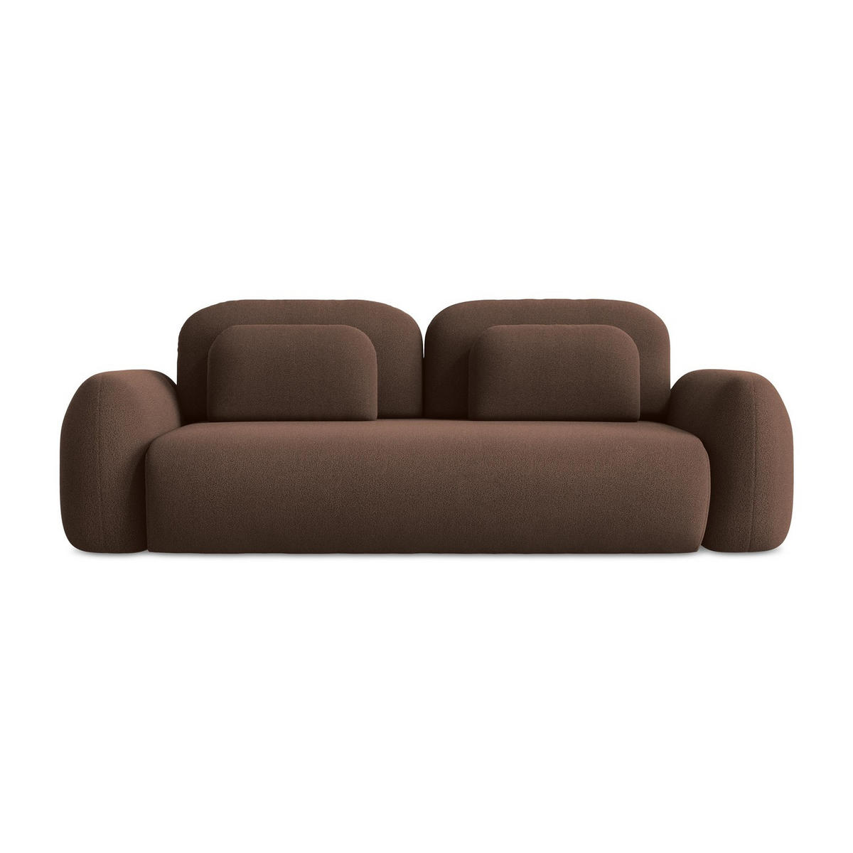 3-SITZER SOFA mit Schlaffunktion Bouclé Stoff Grau - Schwarz/Braun, Holzwerkstoff/Kunststoff (266/95/121cm) - LaMiaSofa