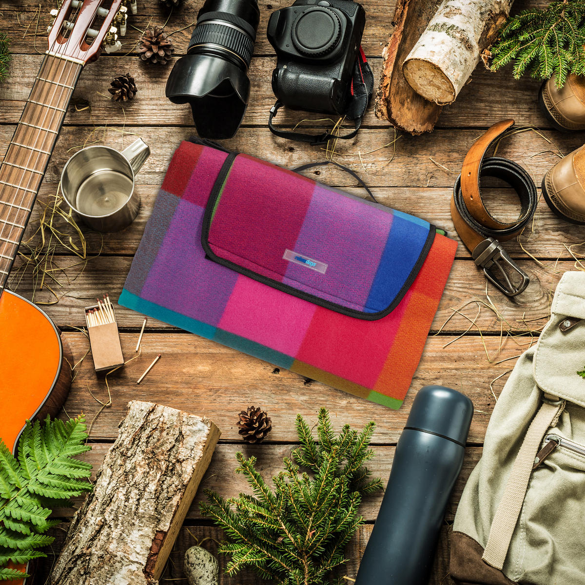 PIKNIKOVÁ deka - různobarevná, kov/textil (200/200cm) - Relaxdays