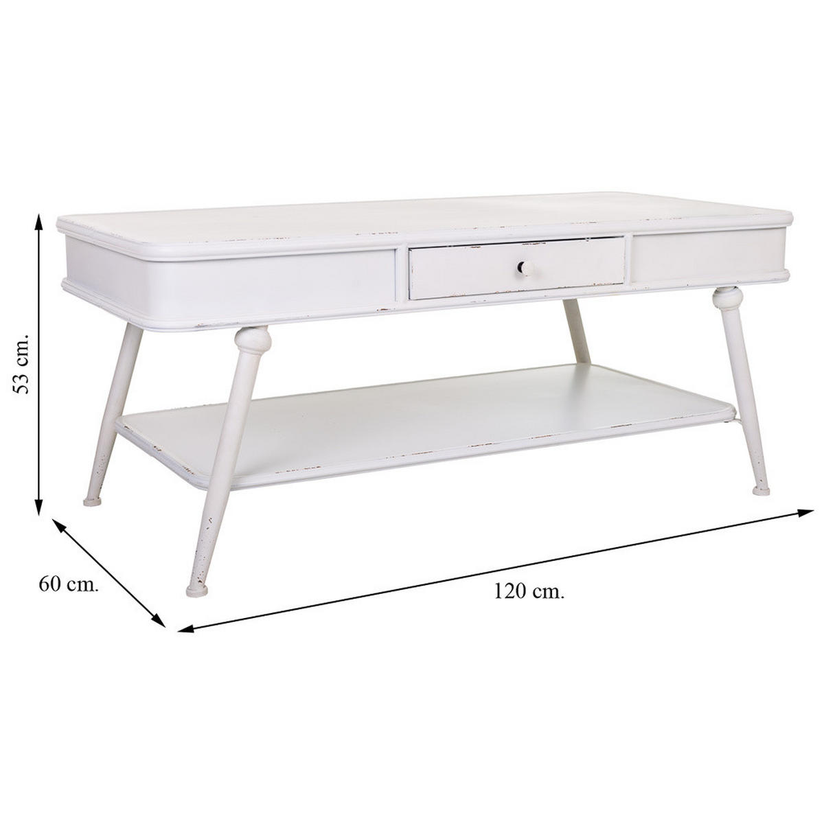 COUCHTISCH aus Metall 120x60x53 cm - Weiß, Metall (60/120/53cm) - Wanderlust