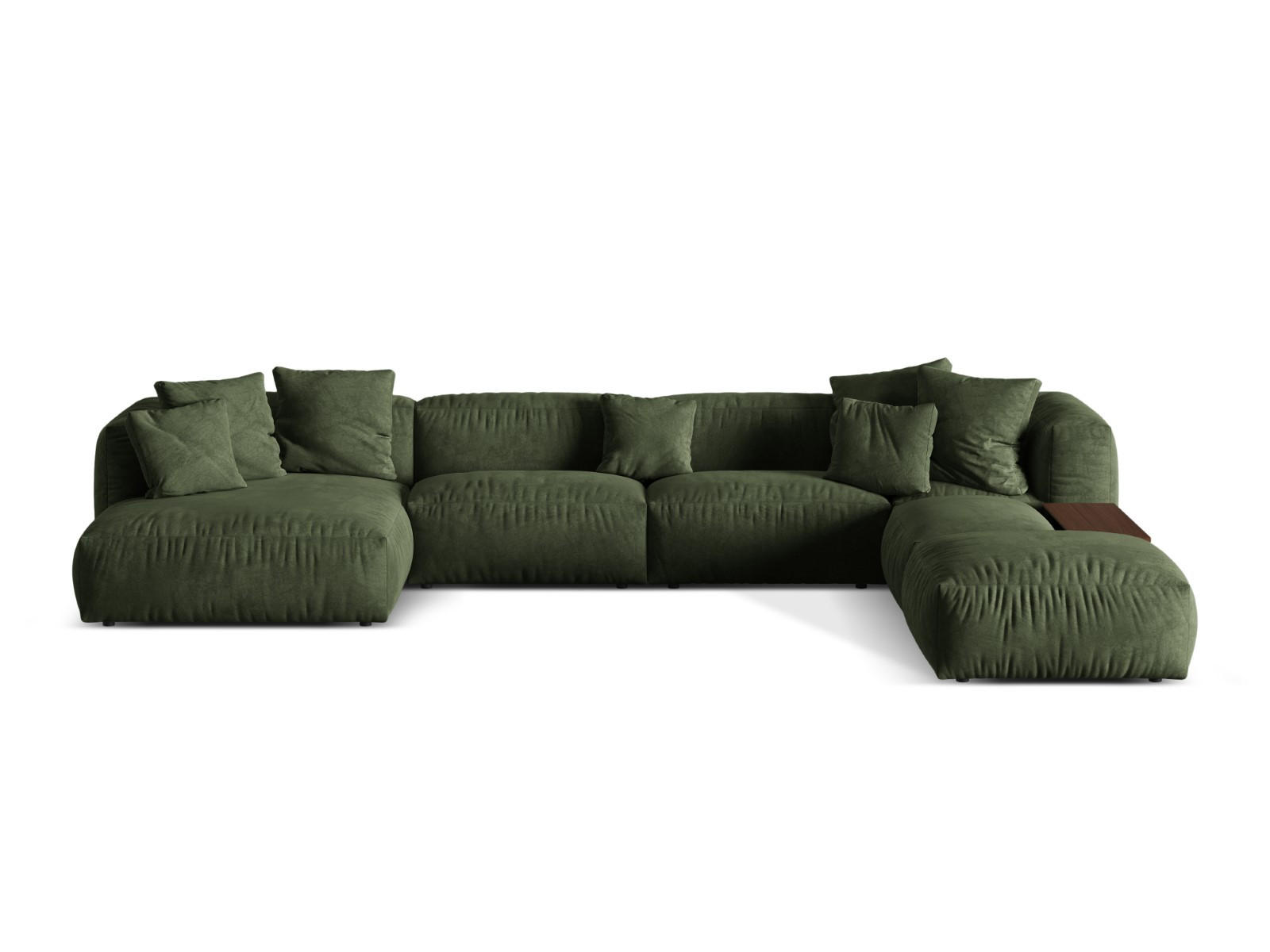 PANORAMASOFA modular rechts Martina aus Samt grün 5 Sitzplätze - Grün, Textil (280/75/406cm) - Micadoni