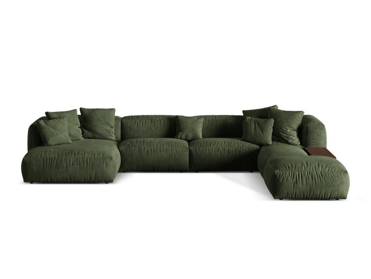 PANORAMASOFA modular rechts Martina aus Samt grün 5 Sitzplätze - Grün, Textil (280/75/406cm) - Micadoni