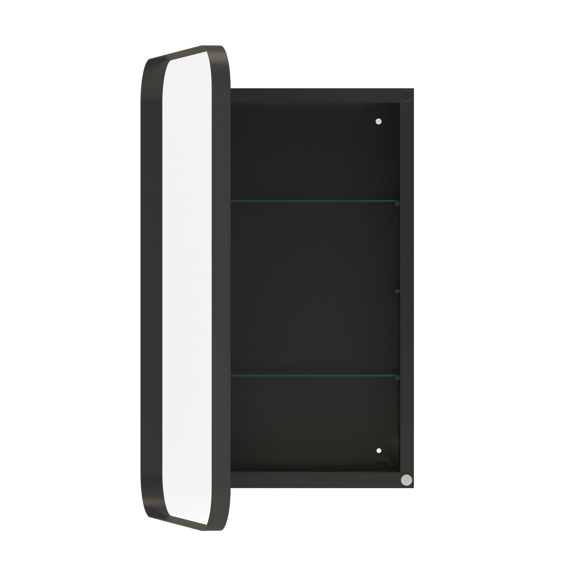 SPIEGELSCHRANK 76x51x12cm schwarz mit Aufbewahrung - Wandspiegel für Badezimmer - Schwarz, Glas (76/12/51cm) - Modfu