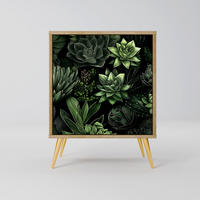 SIDEBOARD SUCCULENT JUNGLE, Eichefarben, 57,5x42x75,5 cm, Goldfarbene Metallfüße - Eichefarben/Goldfarben, Holzwerkstoff/Metall (57.5/75.5/42cm) - SpaceRebels
