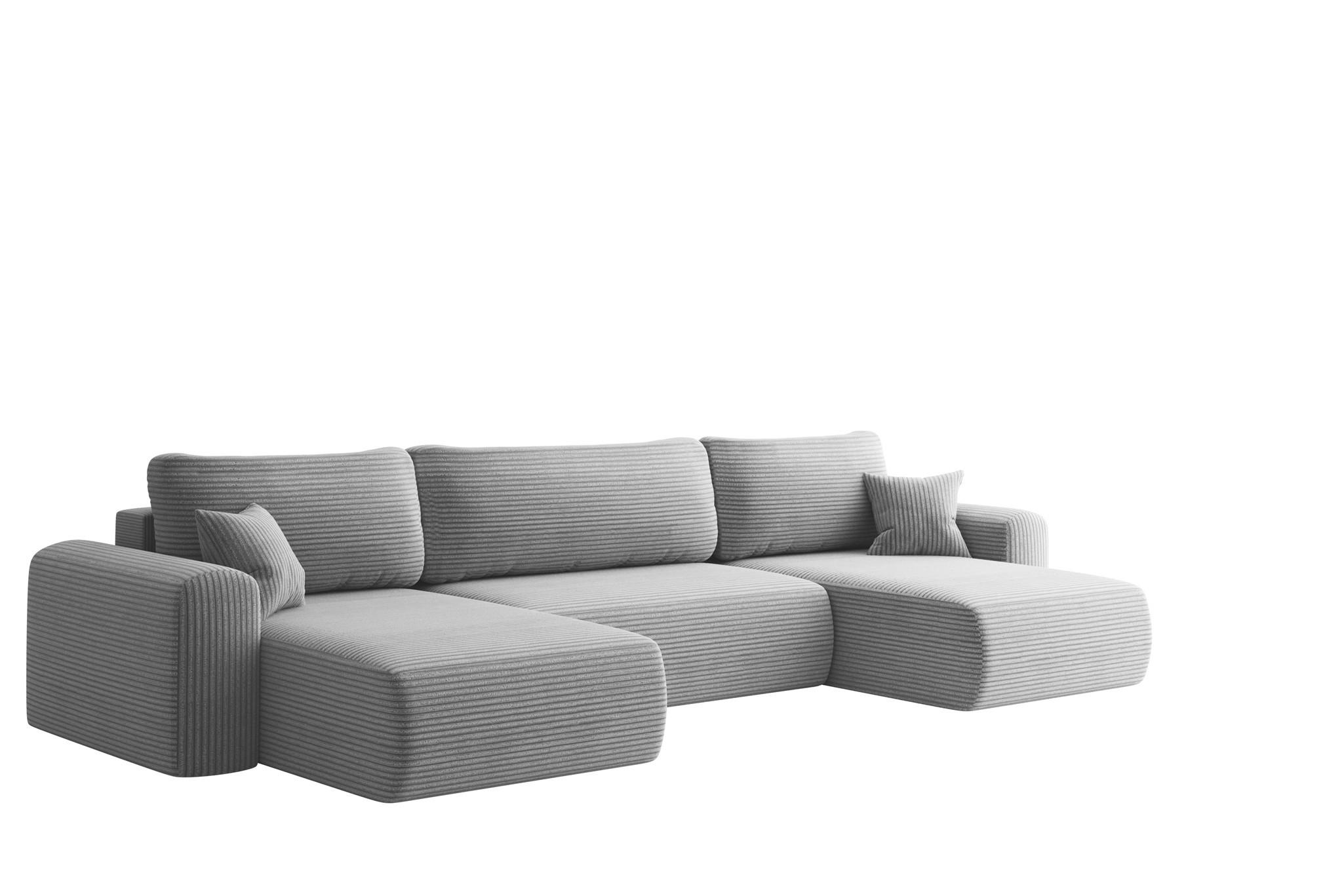 WOHNLANDSCHAFT Flora In Poso - Hellgrau, Holzwerkstoff/Textil (362/83/145cm) - Fun Möbel