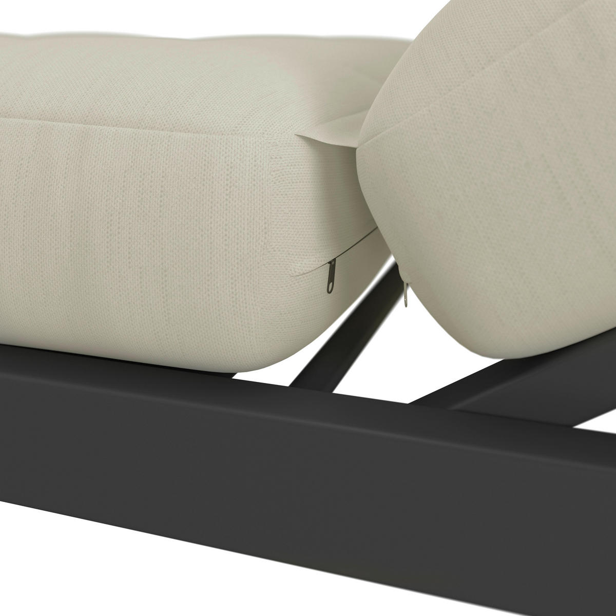 GARTENLIEGE Avola Creme Outdoorstoff/Metall +Abdeckung - Weiß, Metall (199/31/68cm) - Bessagi Garden