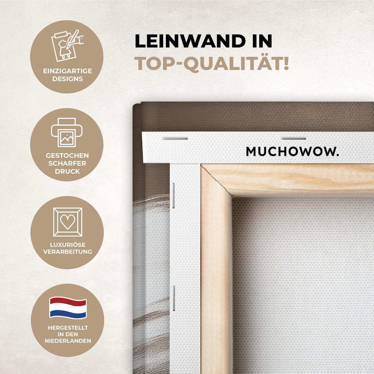 LEINWANDBILD Farbe - Braun - Japandi 60x80 cm - Kupferfarben, Textil (60/80cm) - MuchoWow