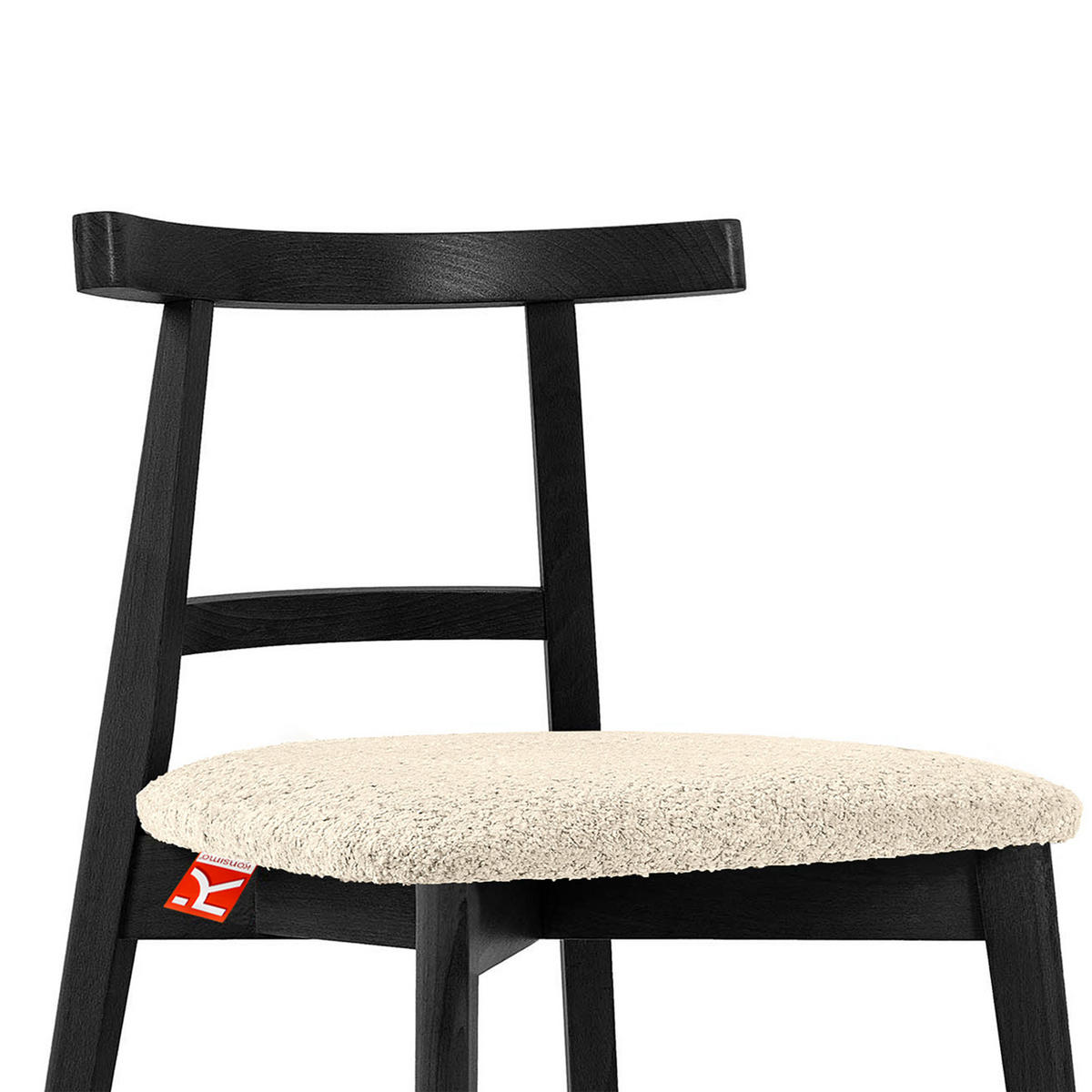 HOLZSTUHL LILIO Esstischstühle, 2-er Set, Bouclé - Creme/Schwarz, Holz/Textil (47/76.5/45cm) - KONSIMO®