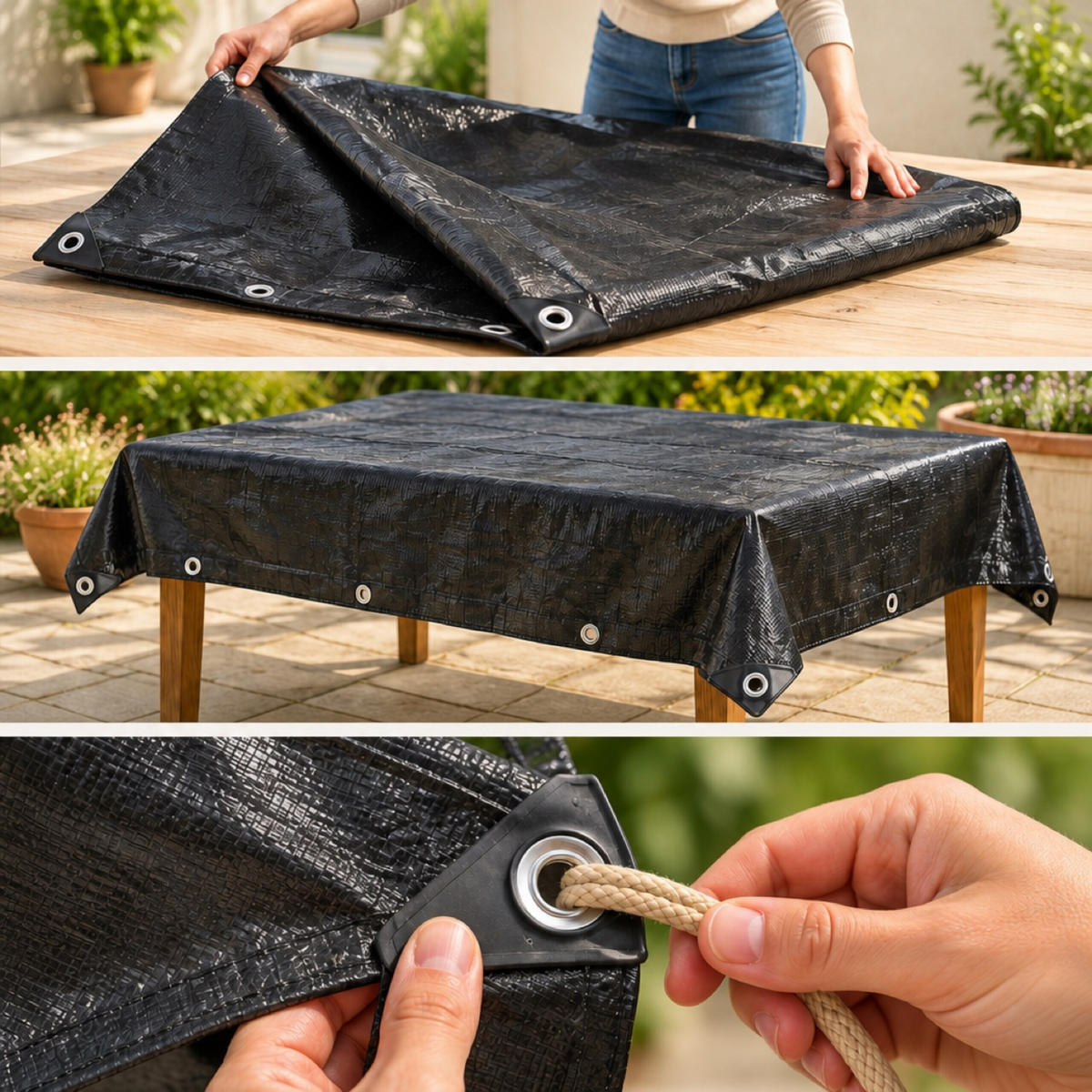 PRELATĂ Neagră impermeabilă 3x4 m - negru, material plastic (400/300/0.1cm) - Relaxdays
