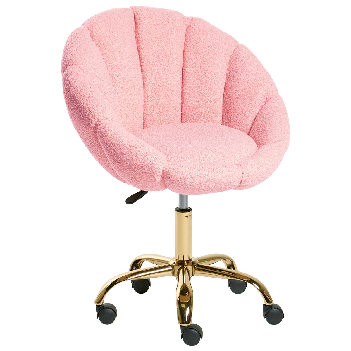 SCHREIBTISCHSTUHL Bouclé Rosa Annabelle - Pink, Textil (66/81/39cm) - Beliani