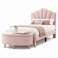 POLSTERBETT 90/200 mit Stauraumbank und höhenverstellbarem Kopfteil in Rosa - Rosa, Holzwerkstoff/Textil (90/200cm) - EVRYAE