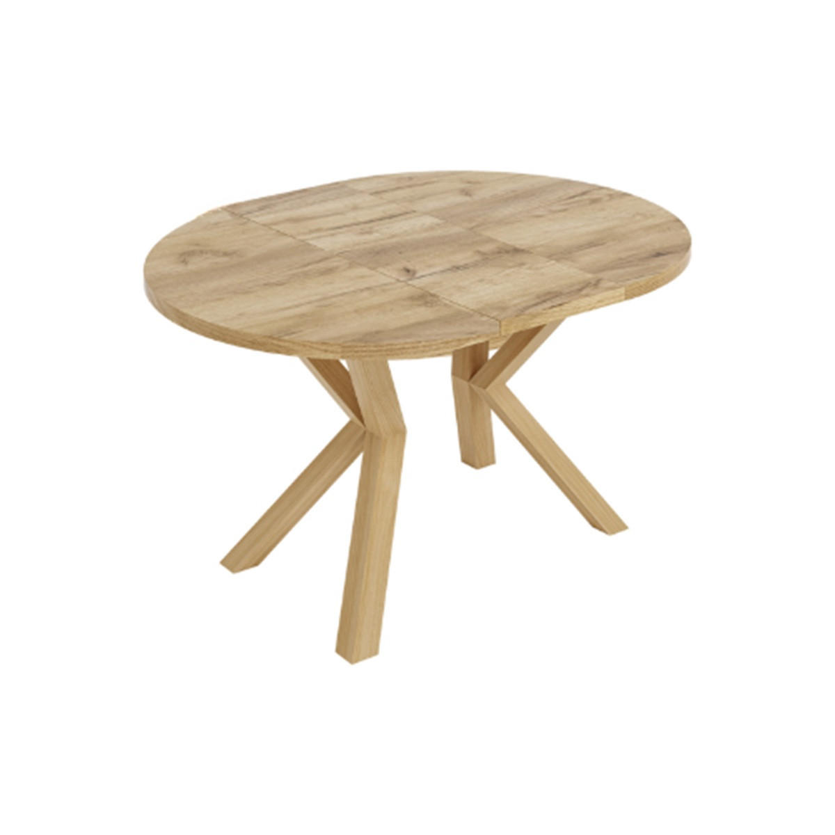 ESSTISCH RAL mit Holzbeinen, Durchmesser: 90 / 140 cm Eiche Craft Golden / Weiß - Eichefarben/Weiß, Holz (90/140/77cm) - Dekori_Interiors