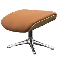 POLSTERHOCKER - Echtleder - Chromfarben/Cognac, Leder/Metall (49/39/44cm) - home24