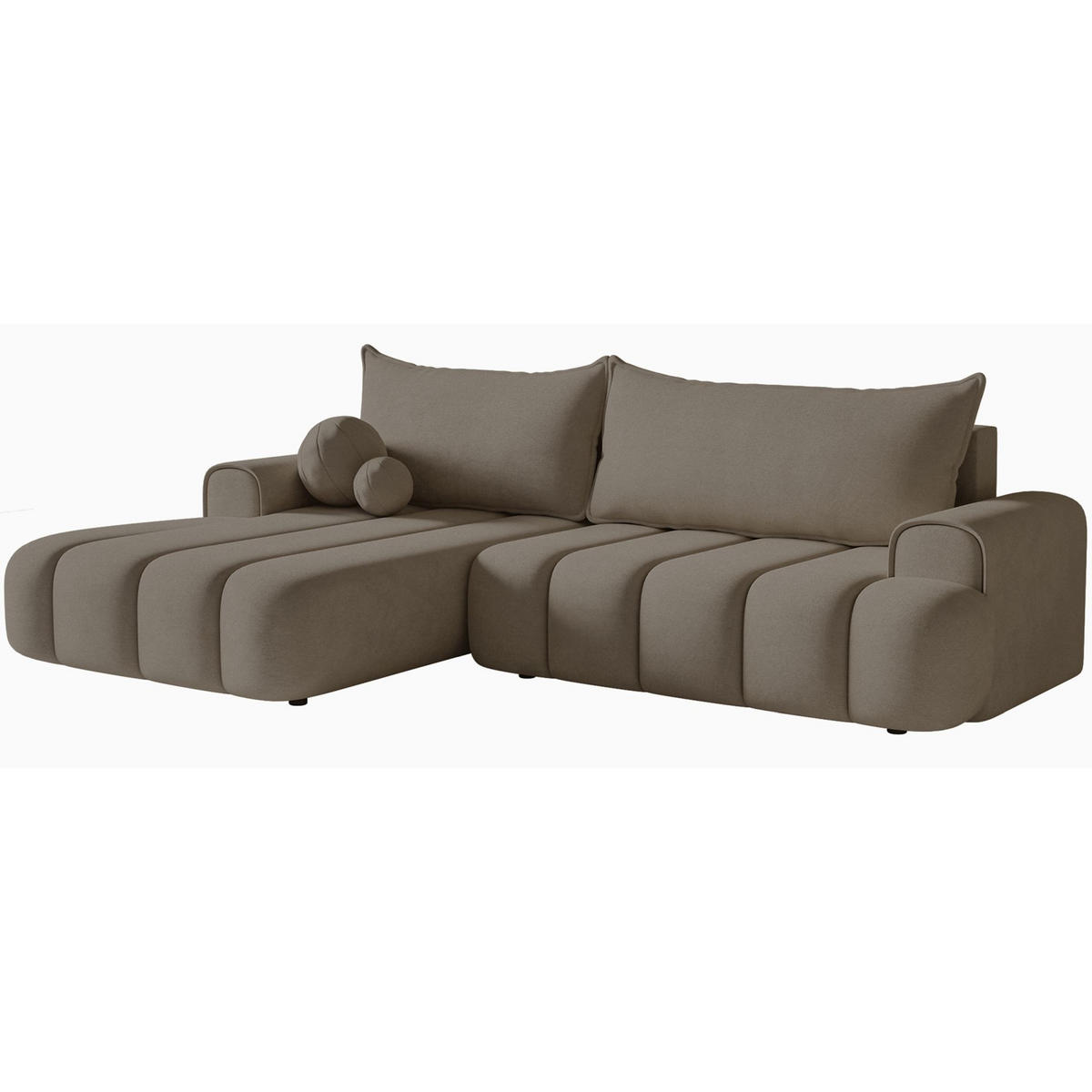 ECKSOFA Dandelino Dunkelbeige mit Samtbezug, links - Beige/Schwarz, Kunststoff/Textil (275/168cm) - Selsey