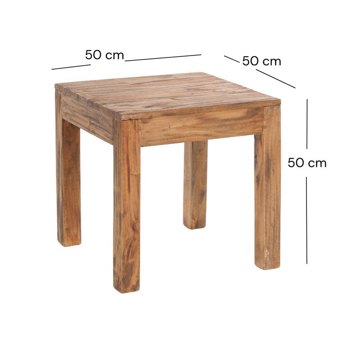 COUCHTISCH SQUARE 50 Recyclingholz massiv naturfarben - Naturfarben, Holz (50/50/50cm) - DESIGN DELIGHTS