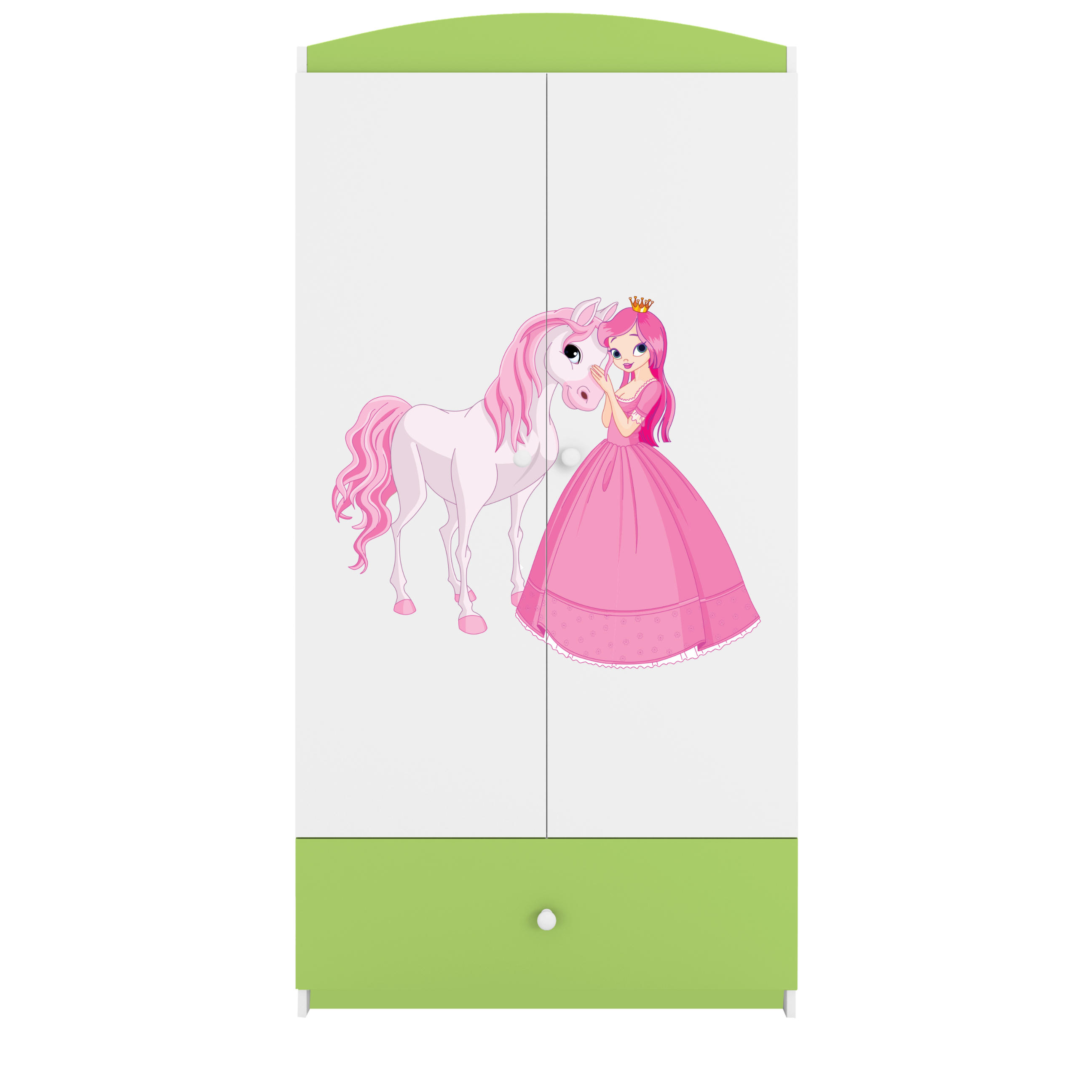 KINDERKLEIDERSCHRANK Prinzessin I - Grün, Holzwerkstoff (90/175/52cm) - RAUMHIRSCH FURNITURE