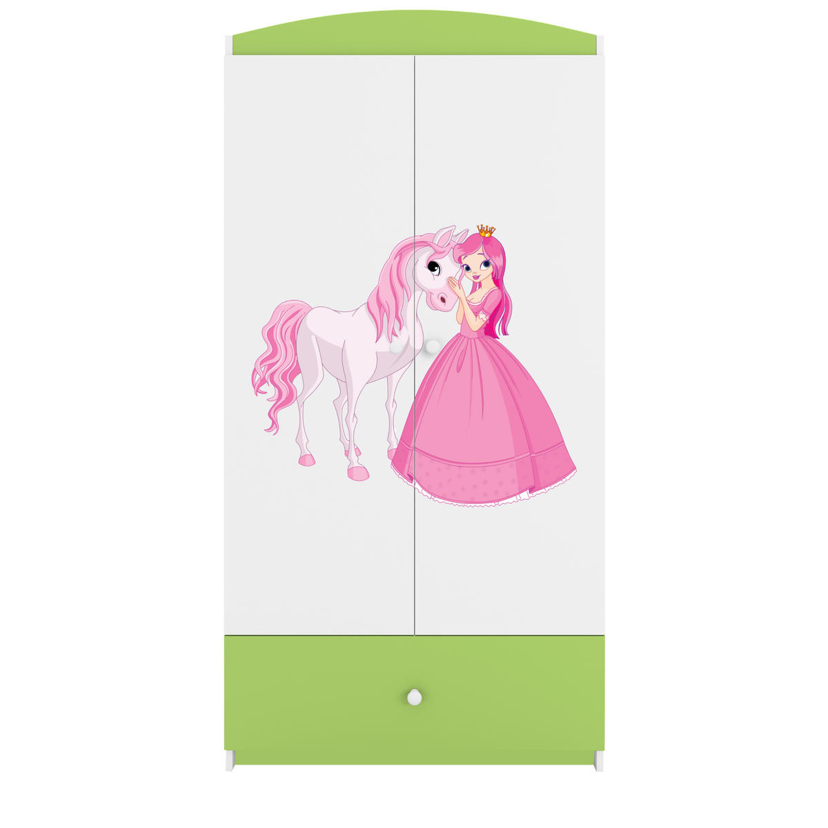 KINDERKLEIDERSCHRANK Prinzessin I - Grün, Holzwerkstoff (90/175/52cm) - RAUMHIRSCH FURNITURE